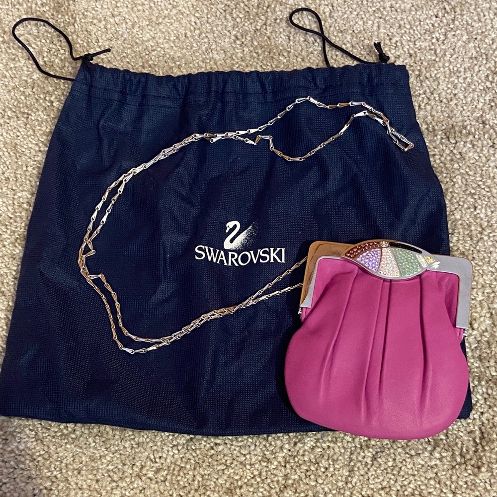 Swarovski Fuchsia Purse with Silver Chain